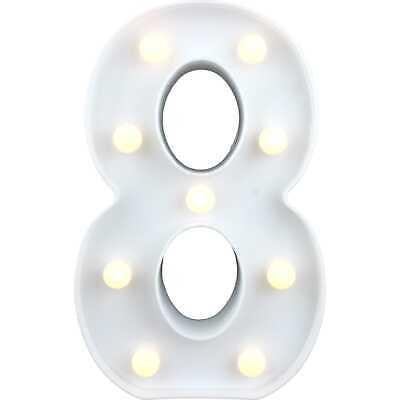 White Plastic Light Up LED Marquee Number 8 Birthday Party Table Decoration