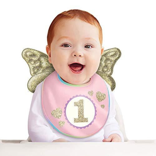 Amscan 430919 1st Birthday Pink & Gold Glitter Bib