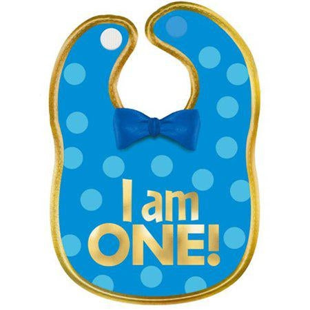 1st Birthday Boy and Gold Bib (1ct)