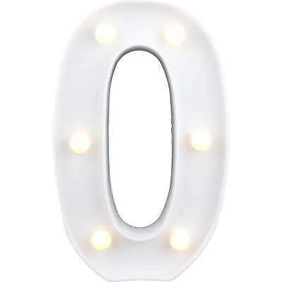 White Plastic Light Up LED Marquee Number 0 Zero Wedding Party Table Decoration