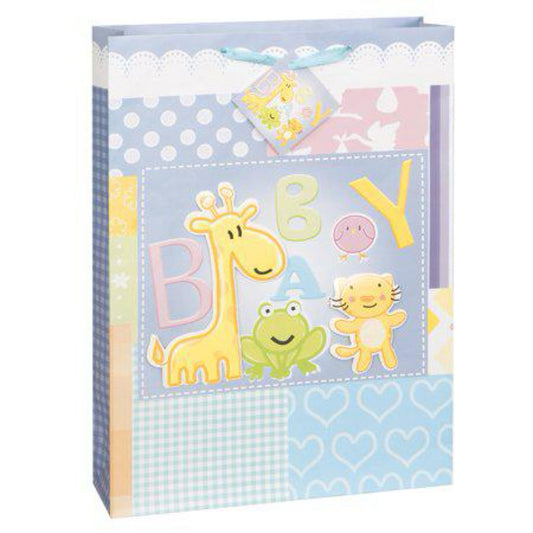 Large Animals Baby Shower Gift Bag, 18 x 13 in